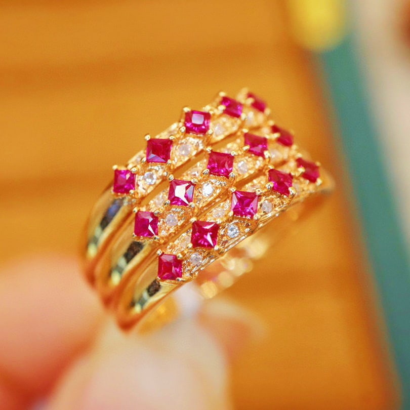 14k Gold 0.57 Ctw Natural Ruby & Diamond Ring - 4