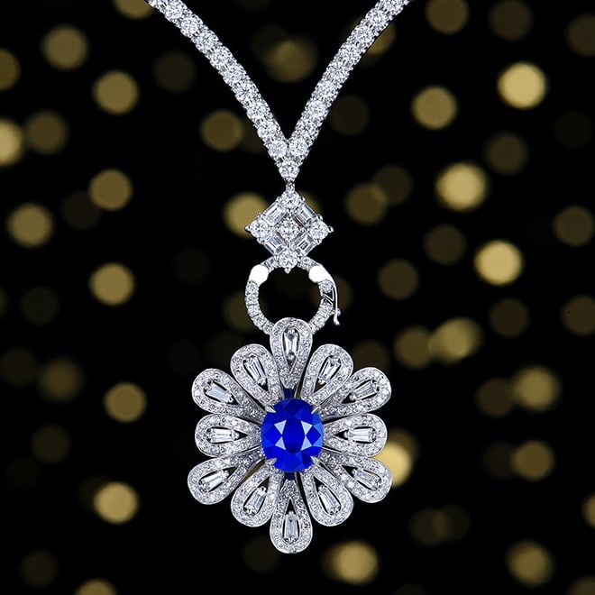 14k Gold 3.01 Ctw Natural Sapphire & Diamond Ring/pendant( Without Chain ): Ref:230988093 // gold content:14k gold // ring size:7. 25us // // main gemstone:sapphire // shape:oval // carat weight:2. 14ct // color:royal blue // treatment:natural // // adjacent gemstone 2 : diam