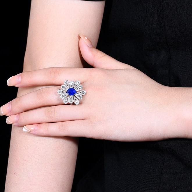 14k Gold 3.01 Ctw Natural Sapphire & Diamond Ring/pendant( Without Chain ) - 6