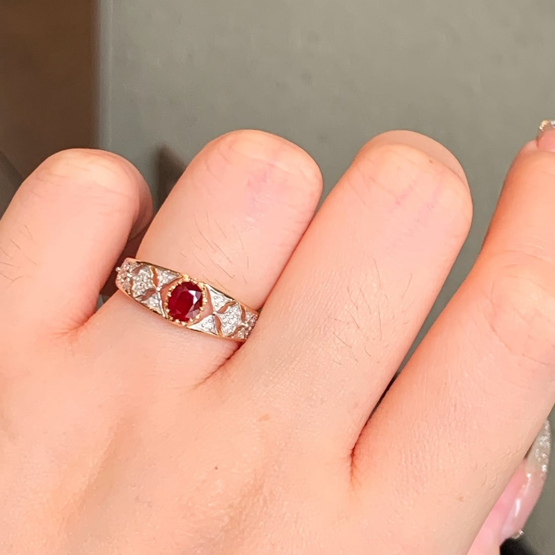 14k Gold 0.66 Ctw Natural Ruby & Diamond Ring - 4