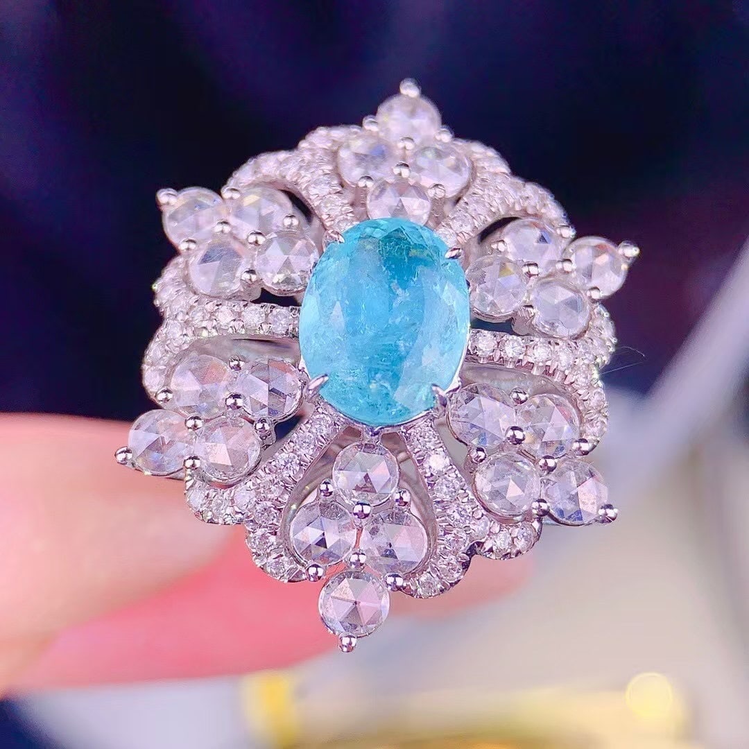 14k Gold 1.55 Ct Natural Paraiba Tourmaline & Diamond Ring/pendant( Without Chain ) - 5