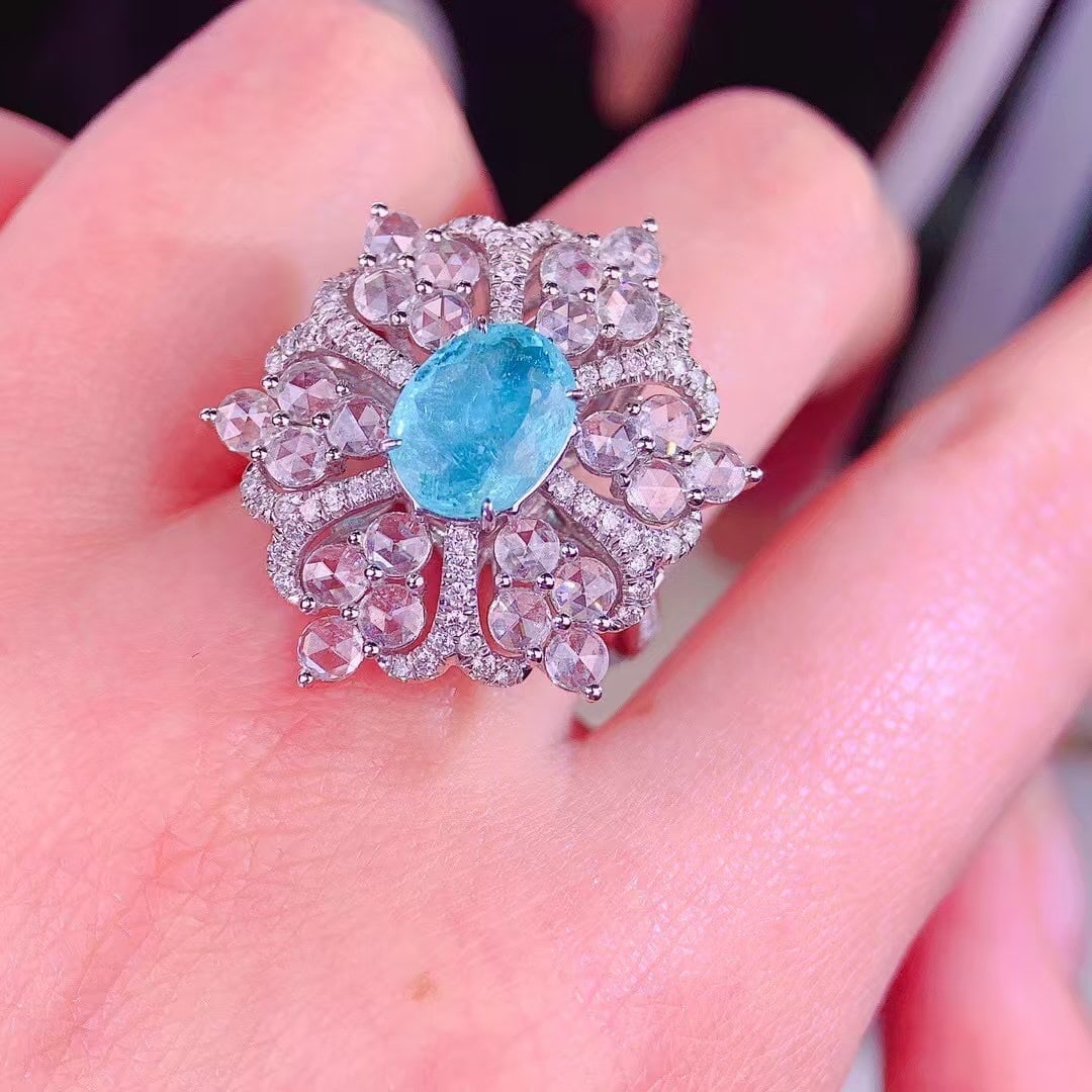 14k Gold 1.55 Ct Natural Paraiba Tourmaline & Diamond Ring/pendant( Without Chain ) - 7