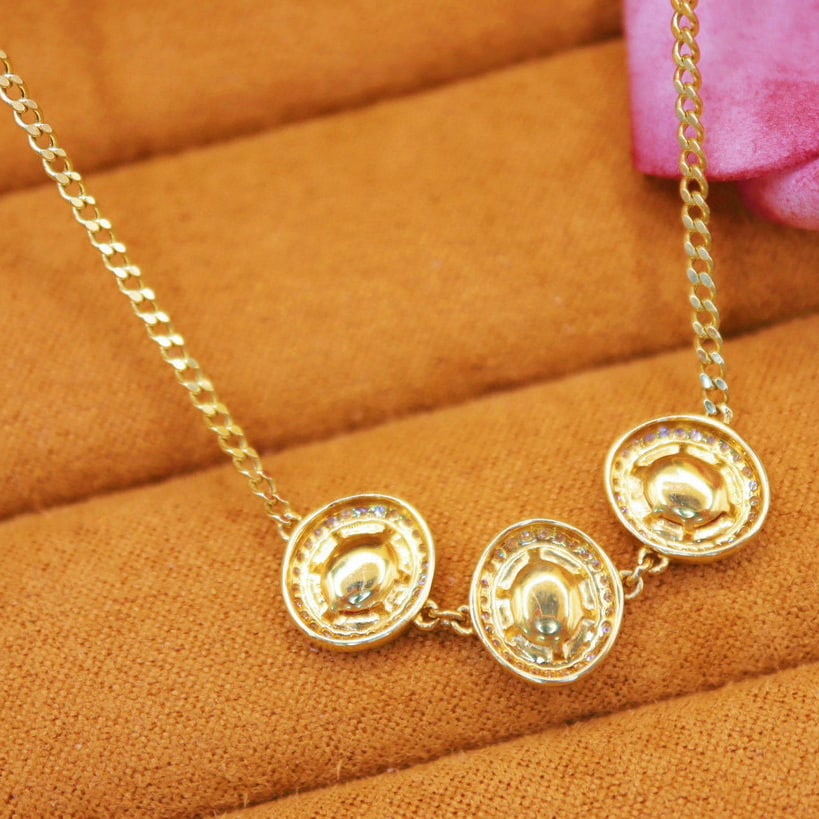 14k Gold 1.69 Ctw Natural Padparadscha Sapphire & Diamond Necklace - 4