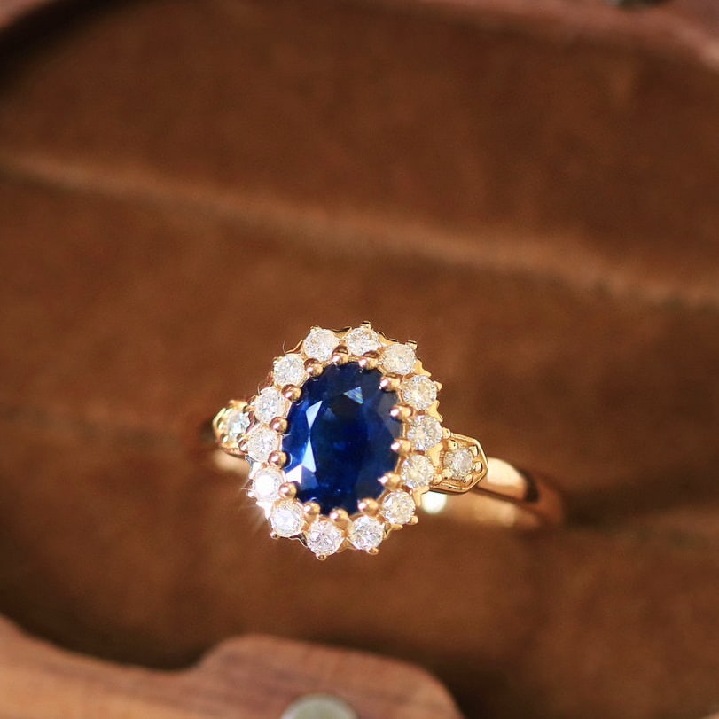 14k Gold 2.05 Ctw Natural Sapphire & Diamond Ring - 2