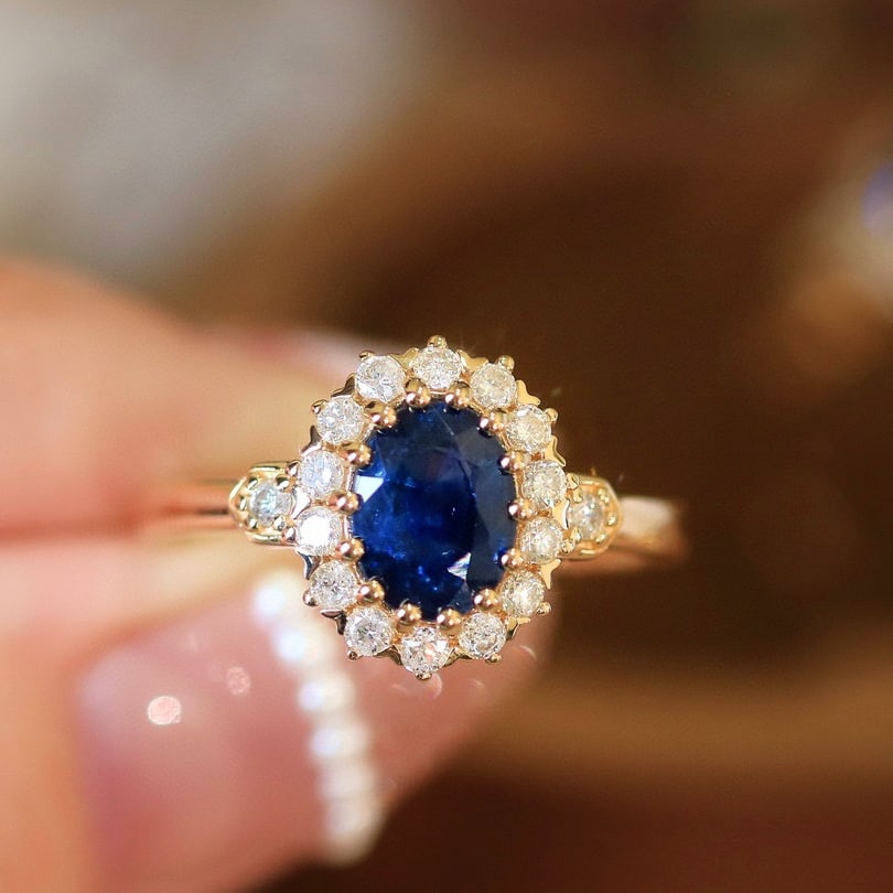 14k Gold 2.05 Ctw Natural Sapphire & Diamond Ring - 3