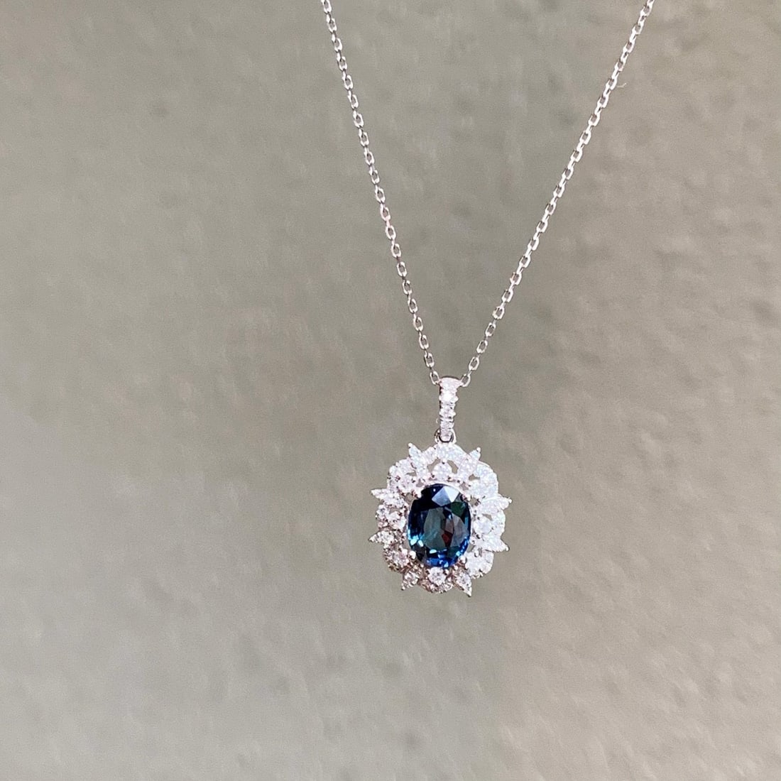 14k Gold 1.89 Ctw Natural Sapphire & Diamond Pendant( Without Chain ) - 4