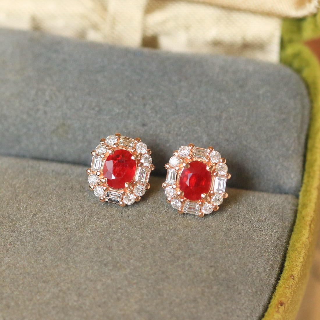 14k Gold 1.29 Ctw Natural Ruby & Diamond Earrings - 2