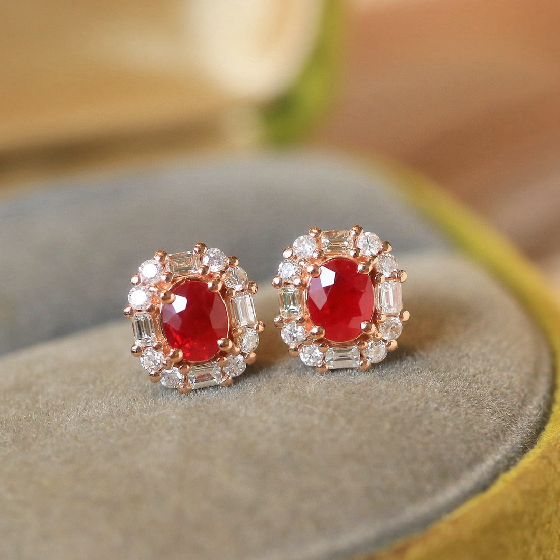 14k Gold 1.29 Ctw Natural Ruby & Diamond Earrings - 4