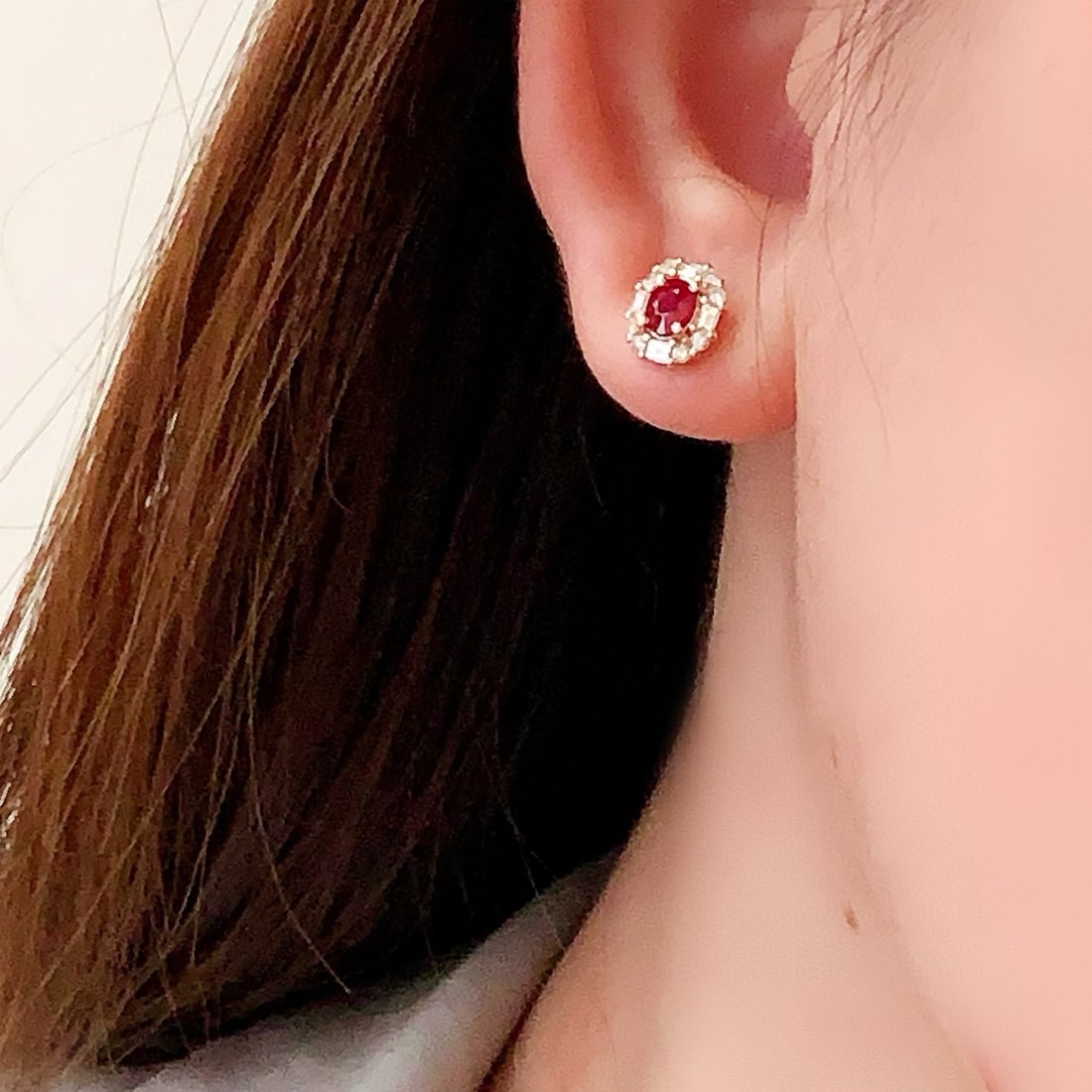 14k Gold 1.29 Ctw Natural Ruby & Diamond Earrings - 6