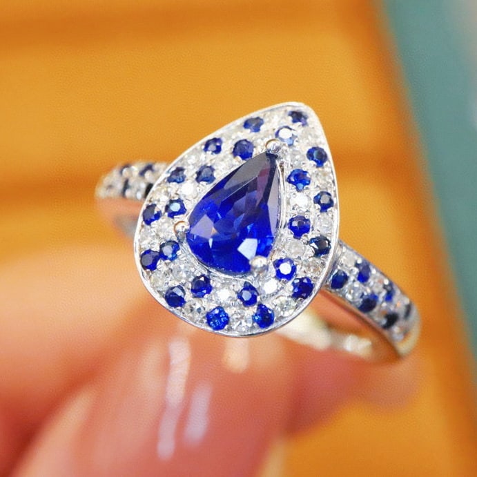 14k Gold 0.99 Ctw Natural Sapphire & Diamond Ring - 2