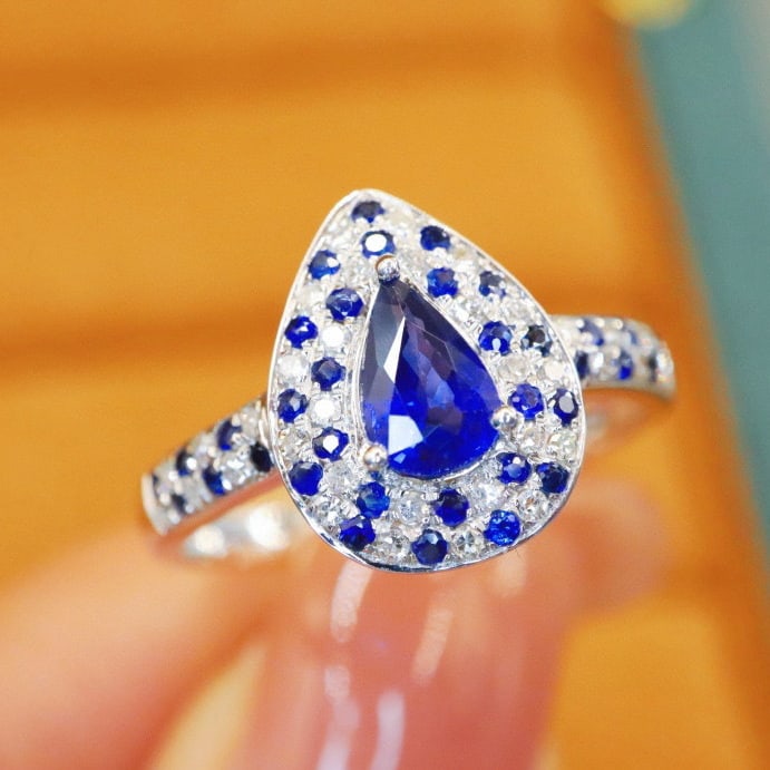 14k Gold 0.99 Ctw Natural Sapphire & Diamond Ring - 3