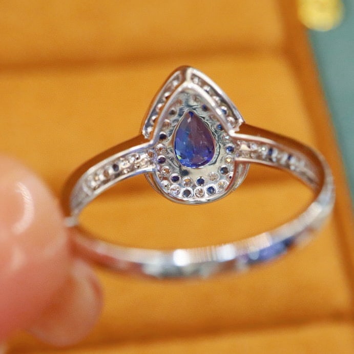 14k Gold 0.99 Ctw Natural Sapphire & Diamond Ring - 4