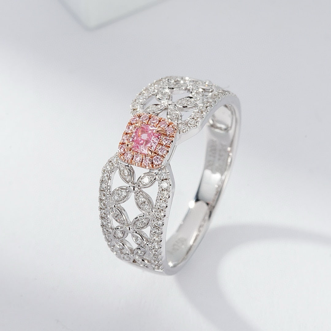 14k Gold 0.37 Ctw Natural Pink Diamond & Diamond Ring - 2