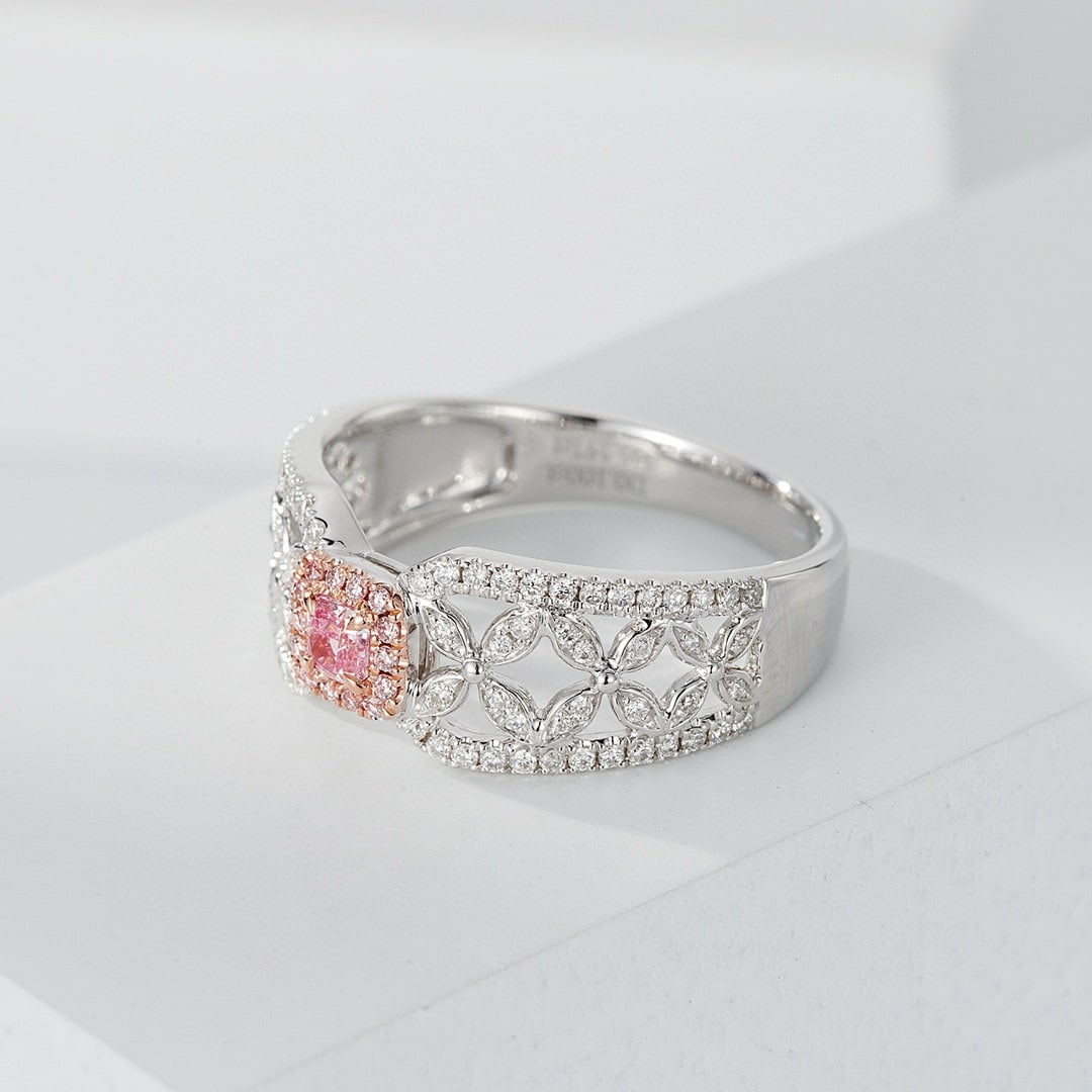 14k Gold 0.37 Ctw Natural Pink Diamond & Diamond Ring - 3
