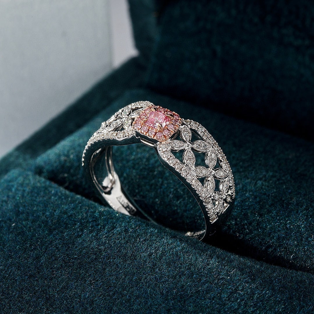 14k Gold 0.37 Ctw Natural Pink Diamond & Diamond Ring - 4