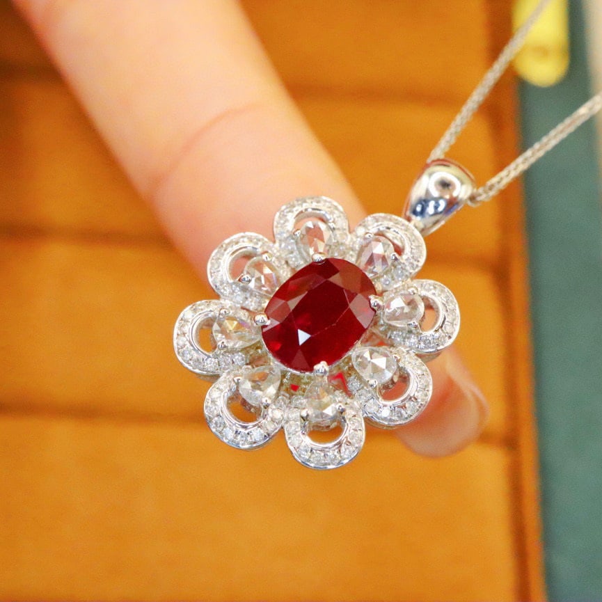 14k Gold 2.49 Ctw Natural Ruby & Diamond Ring/pendant( Without Chain ) - 5