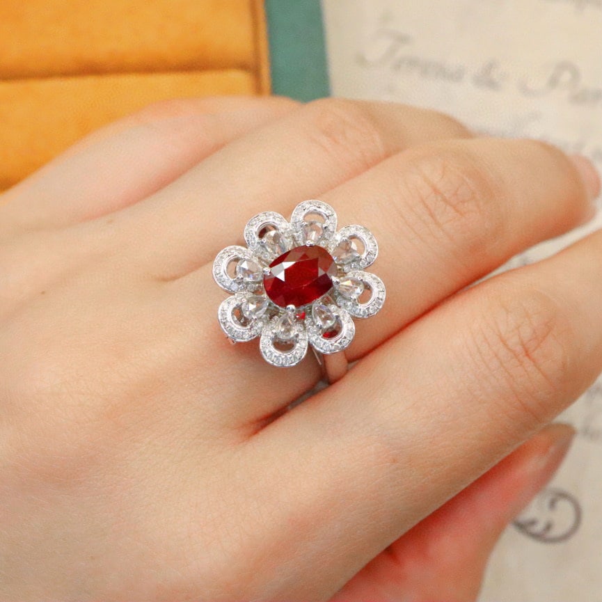 14k Gold 2.49 Ctw Natural Ruby & Diamond Ring/pendant( Without Chain ) - 7