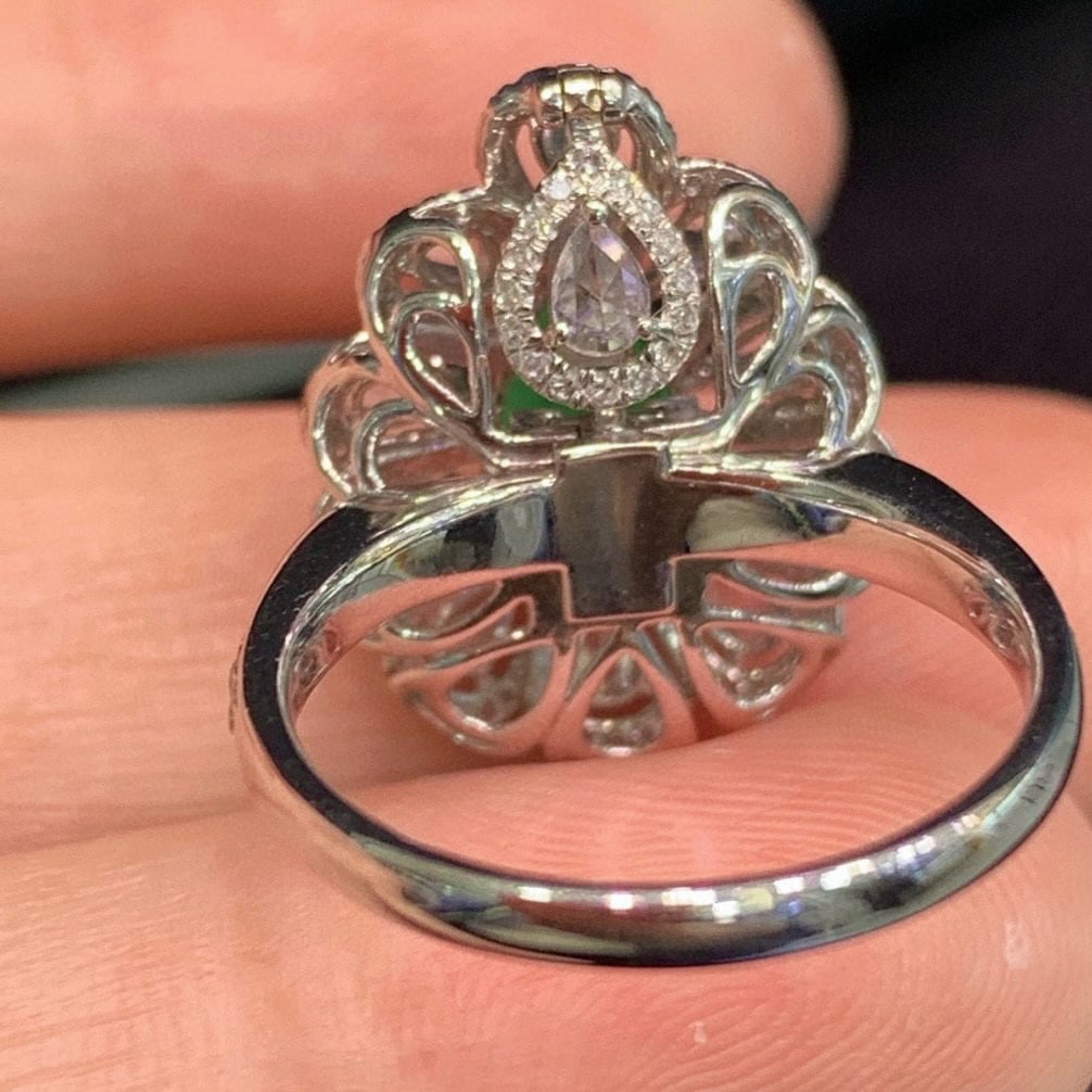 14k Gold 2.53 Ctw Vivid Green Natural Emerald & Diamond Ring/pendant( Without Chain ) - 6
