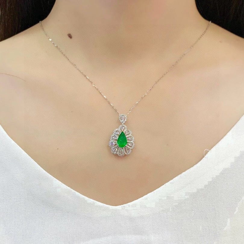 14k Gold 2.53 Ctw Vivid Green Natural Emerald & Diamond Ring/pendant( Without Chain ) - 8