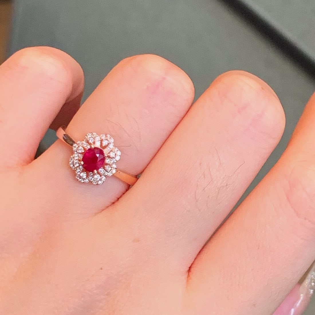 14k Gold 0.83 Ctw Natural Ruby & Diamond Ring - 3