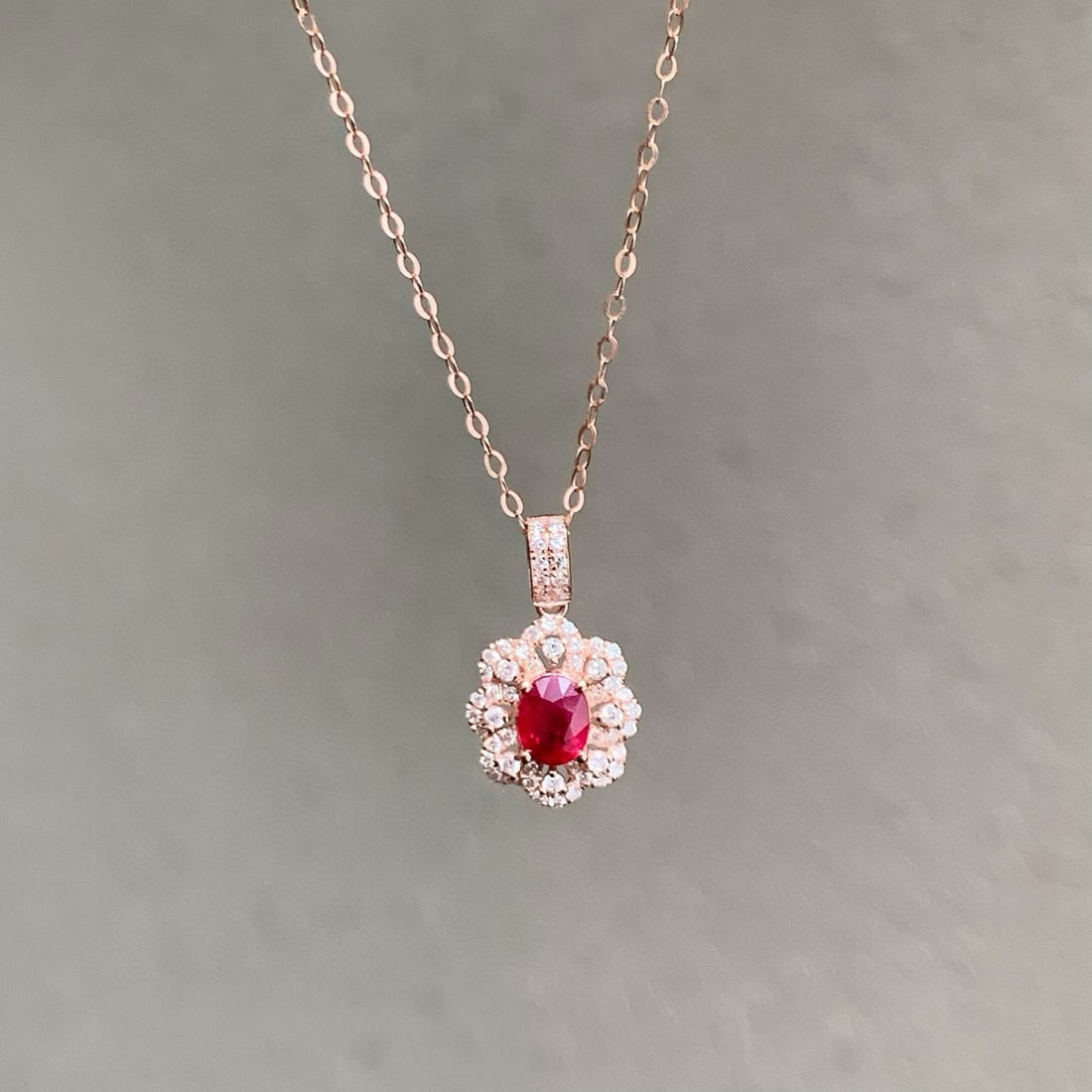 14k Gold 0.77 Ctw Natural Ruby & Diamond Pendant( Without Chain ) - 4