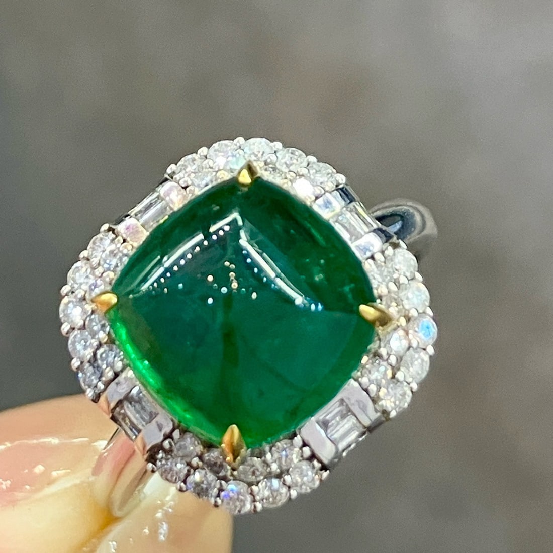 14k Gold 5.04 Ctw Vivid Green Natural Emerald & Diamond Ring/pendant( Without Chain ) - 5