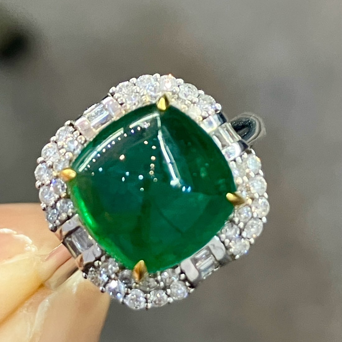 14k Gold 5.04 Ctw Vivid Green Natural Emerald & Diamond Ring/pendant( Without Chain ) - 7