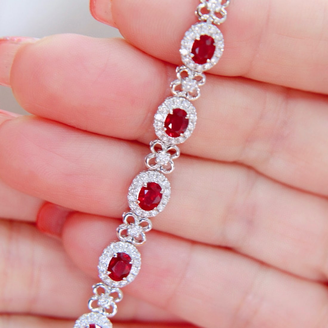 14k Gold 7.22 Ctw Natural Ruby & Diamond Bracelet - 3