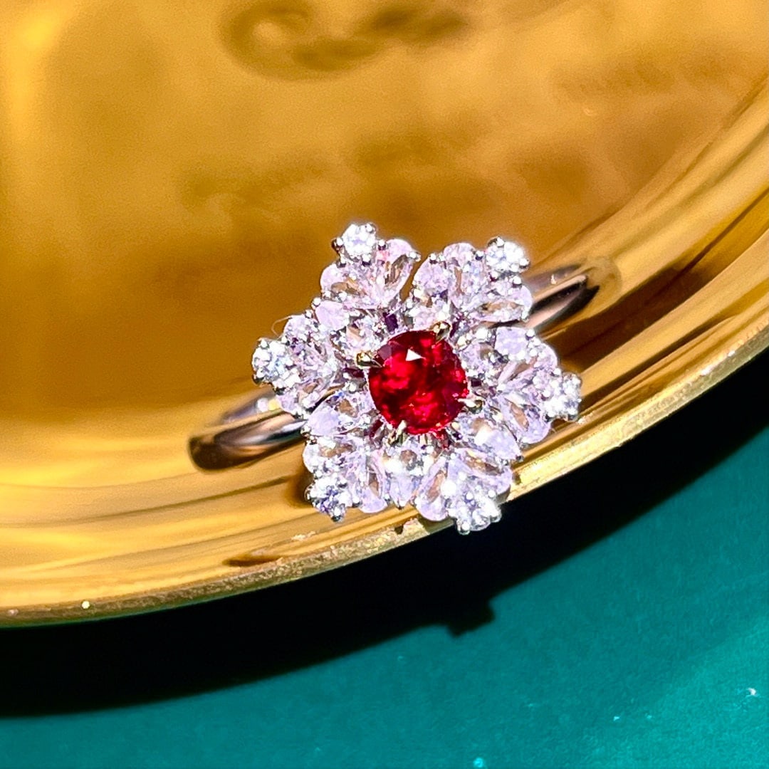 14k Gold 0.32 Ct Natural Ruby & Sapphire Ring: Ref:230988168 // gold content:14k gold // ring size:7. 25us // // main gemstone:ruby // shape:oval // carat weight:0. 32ct // color:pigeonblood red // treatment:natural // // adjacent gemstone 2 :