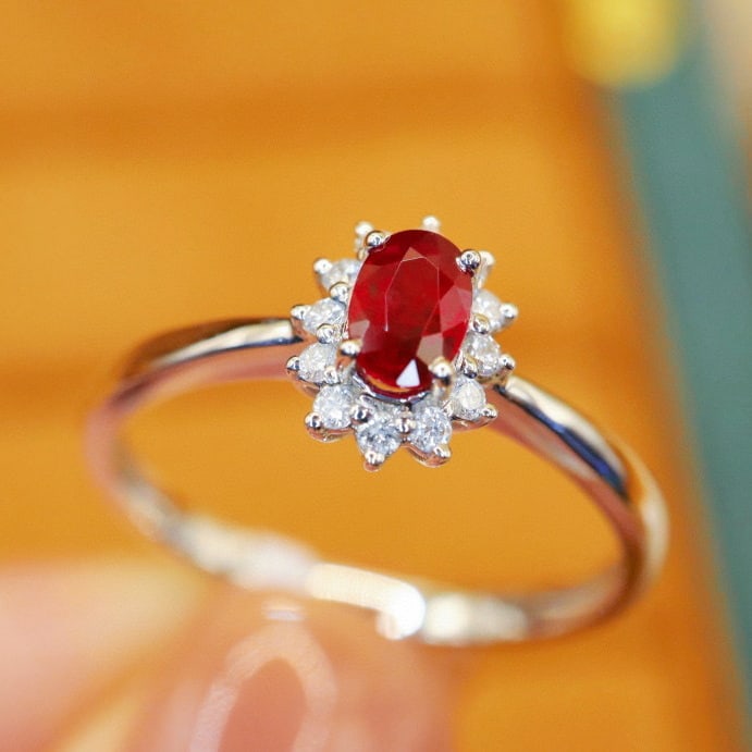 14k Gold 0.45 Ctw Vivid Red Natural Ruby & Diamond Ring - 3