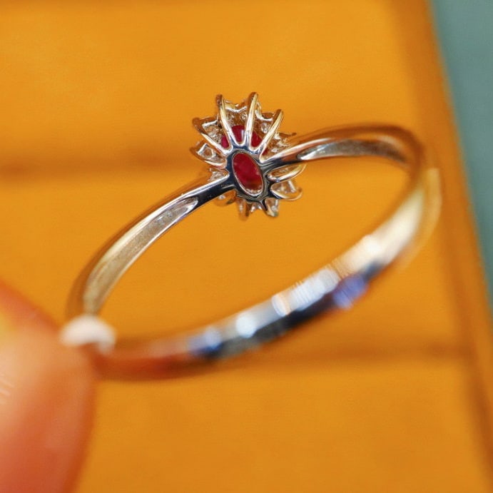 14k Gold 0.45 Ctw Vivid Red Natural Ruby & Diamond Ring - 5