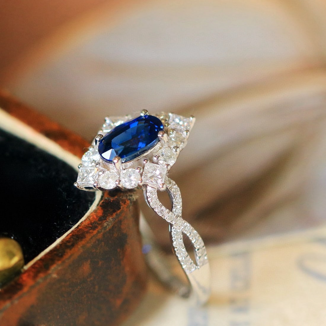 14k Gold 1.66 Ctw Natural Sapphire & Diamond Ring - 2
