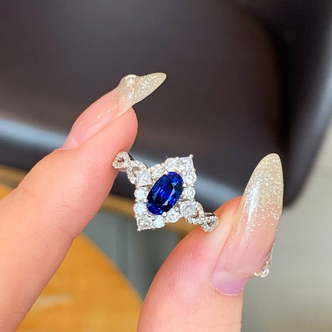 14k Gold 1.66 Ctw Natural Sapphire & Diamond Ring - 4