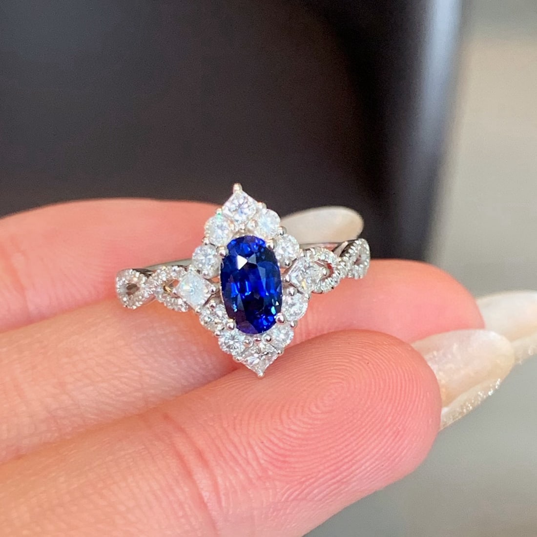 14k Gold 1.66 Ctw Natural Sapphire & Diamond Ring - 5