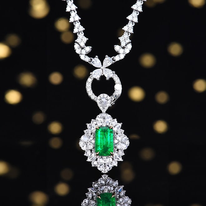 14k Gold 1.80 Ctw Vivid Green Natural Emerald & Diamond Ring/pendant( Without Chain ) - 2