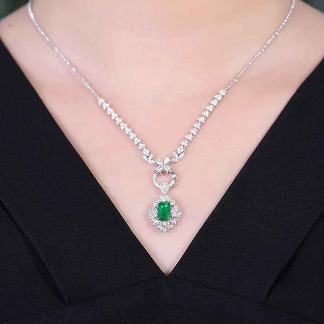 14k Gold 1.80 Ctw Vivid Green Natural Emerald & Diamond Ring/pendant( Without Chain ) - 5