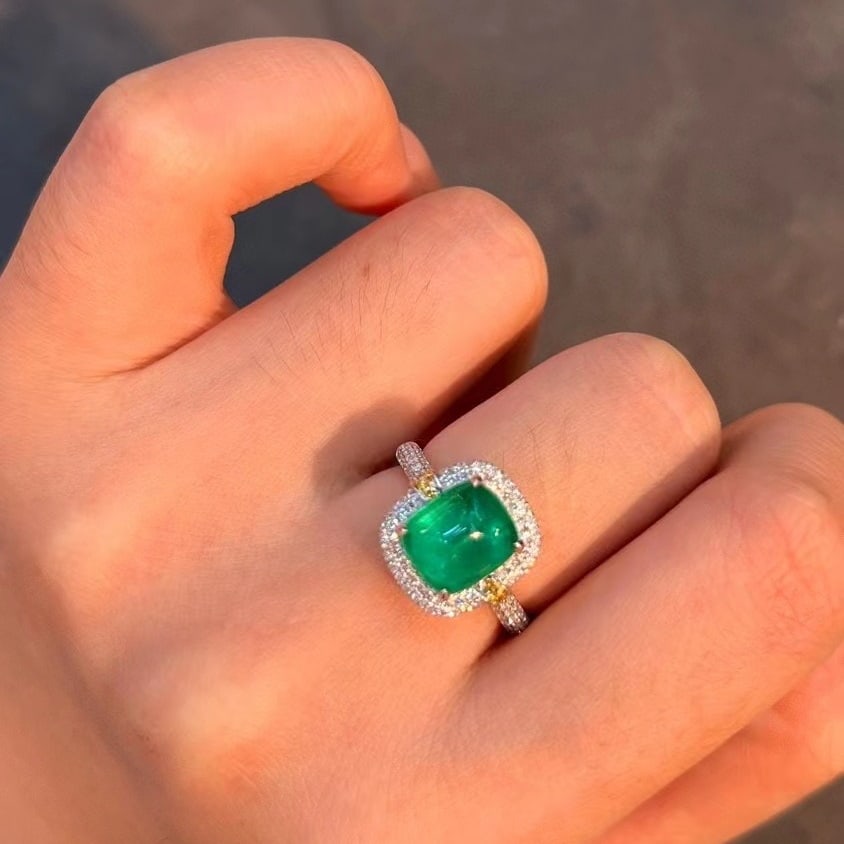 14k Gold 3.15 Ctw Natural Emerald & Diamond Ring - 3