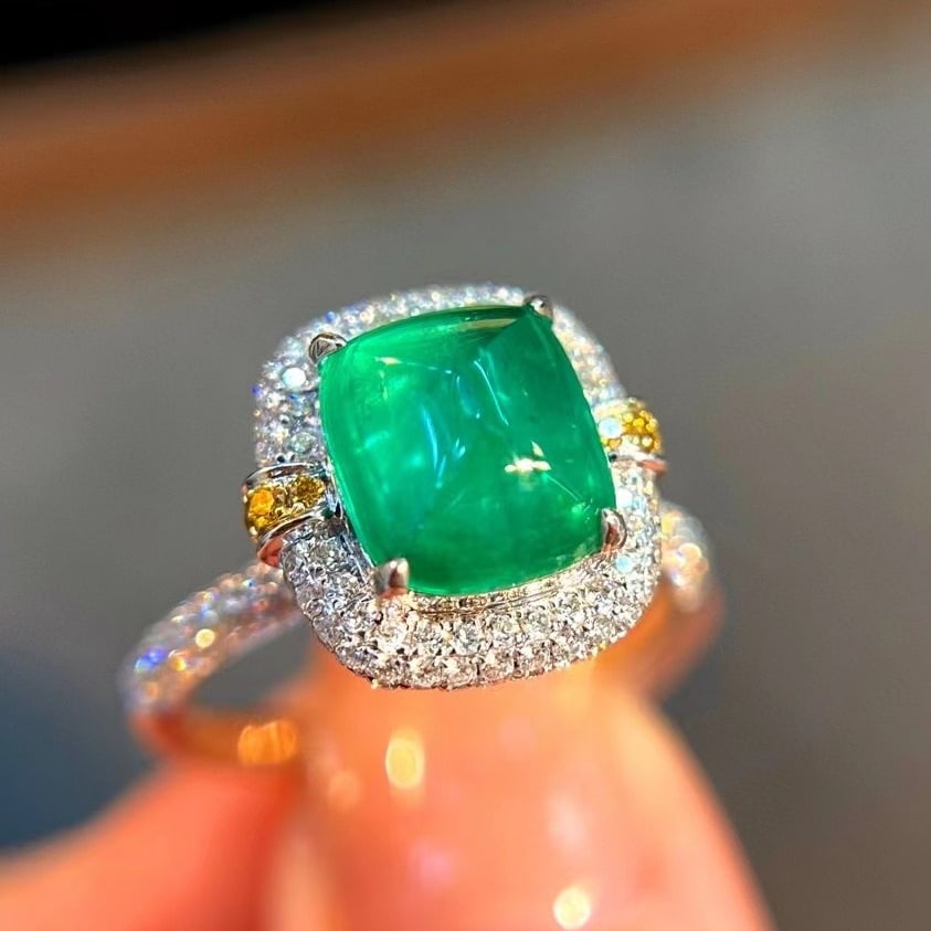 14k Gold 3.15 Ctw Natural Emerald & Diamond Ring - 4