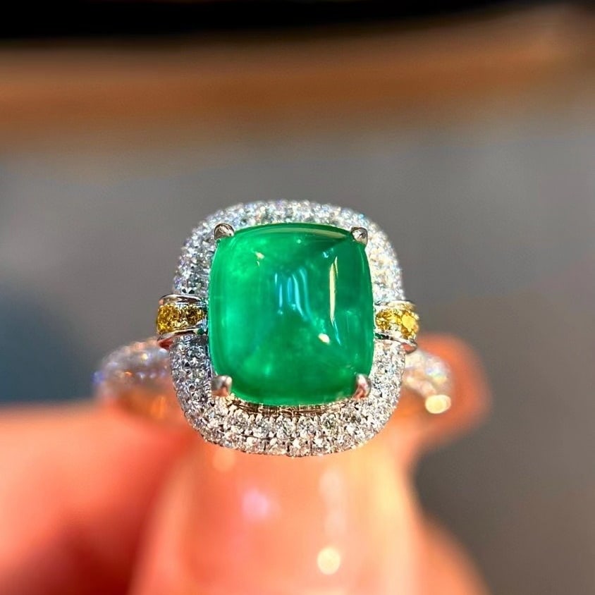 14k Gold 3.15 Ctw Natural Emerald & Diamond Ring - 5