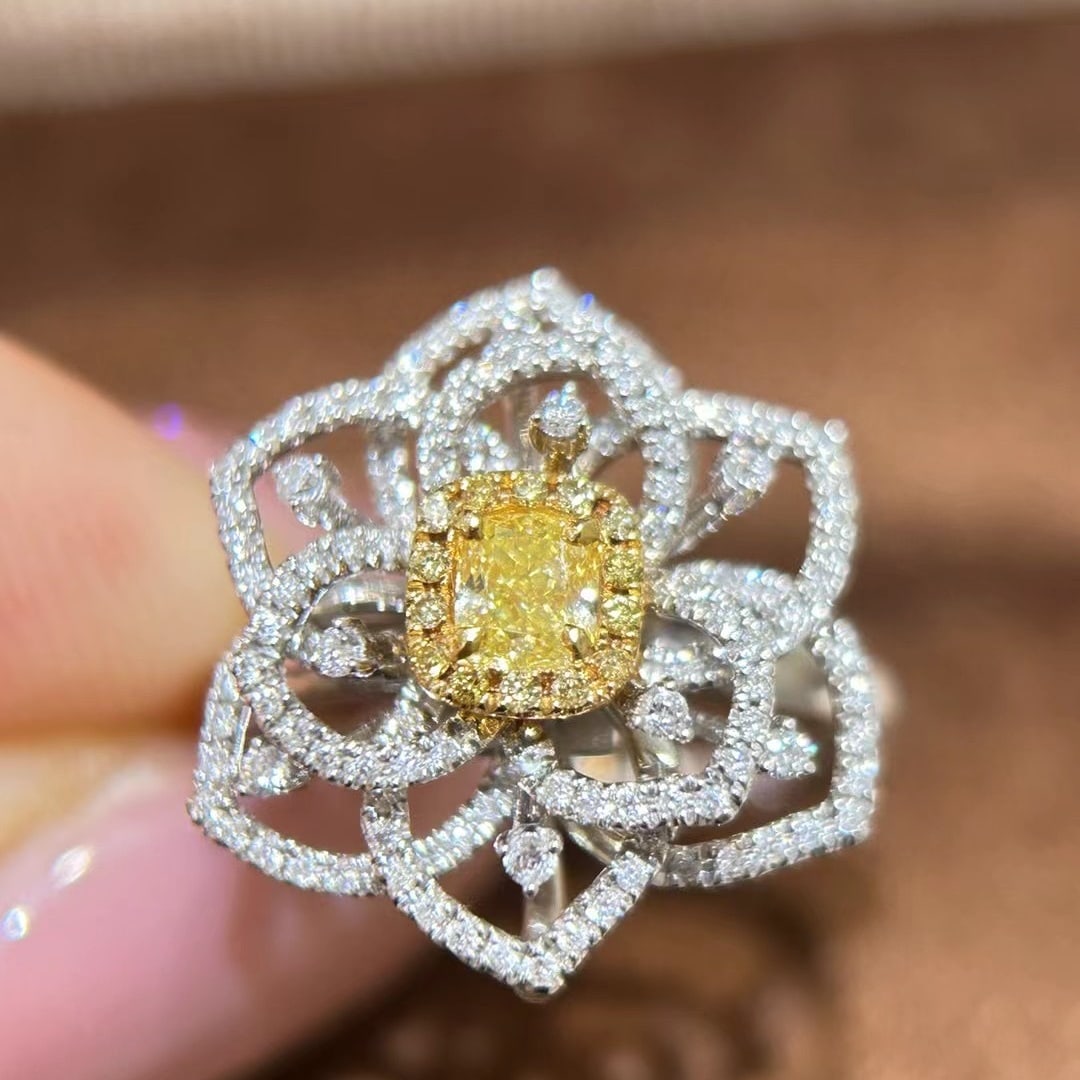 14k Gold 0.82 Ctw Natural Yellow Diamond & Diamond Ring/pendant( Without Chain ) - 4