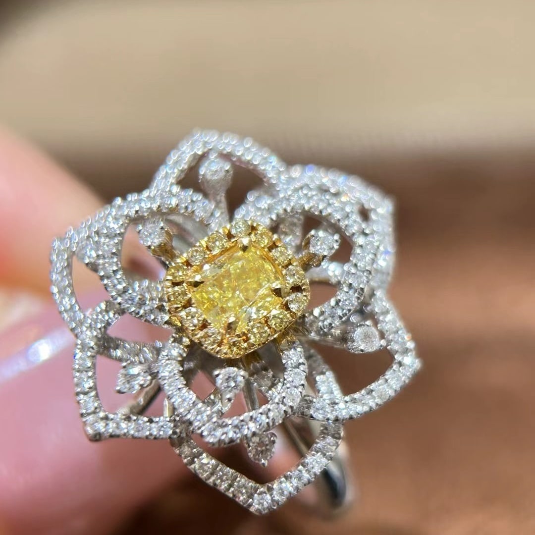 14k Gold 0.82 Ctw Natural Yellow Diamond & Diamond Ring/pendant( Without Chain ) - 5