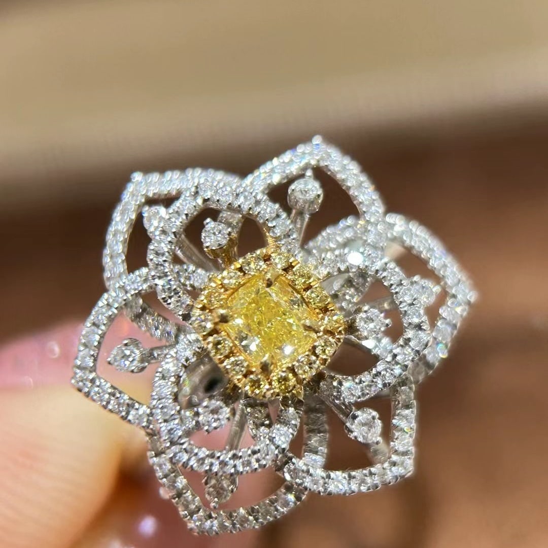 14k Gold 0.82 Ctw Natural Yellow Diamond & Diamond Ring/pendant( Without Chain ) - 6