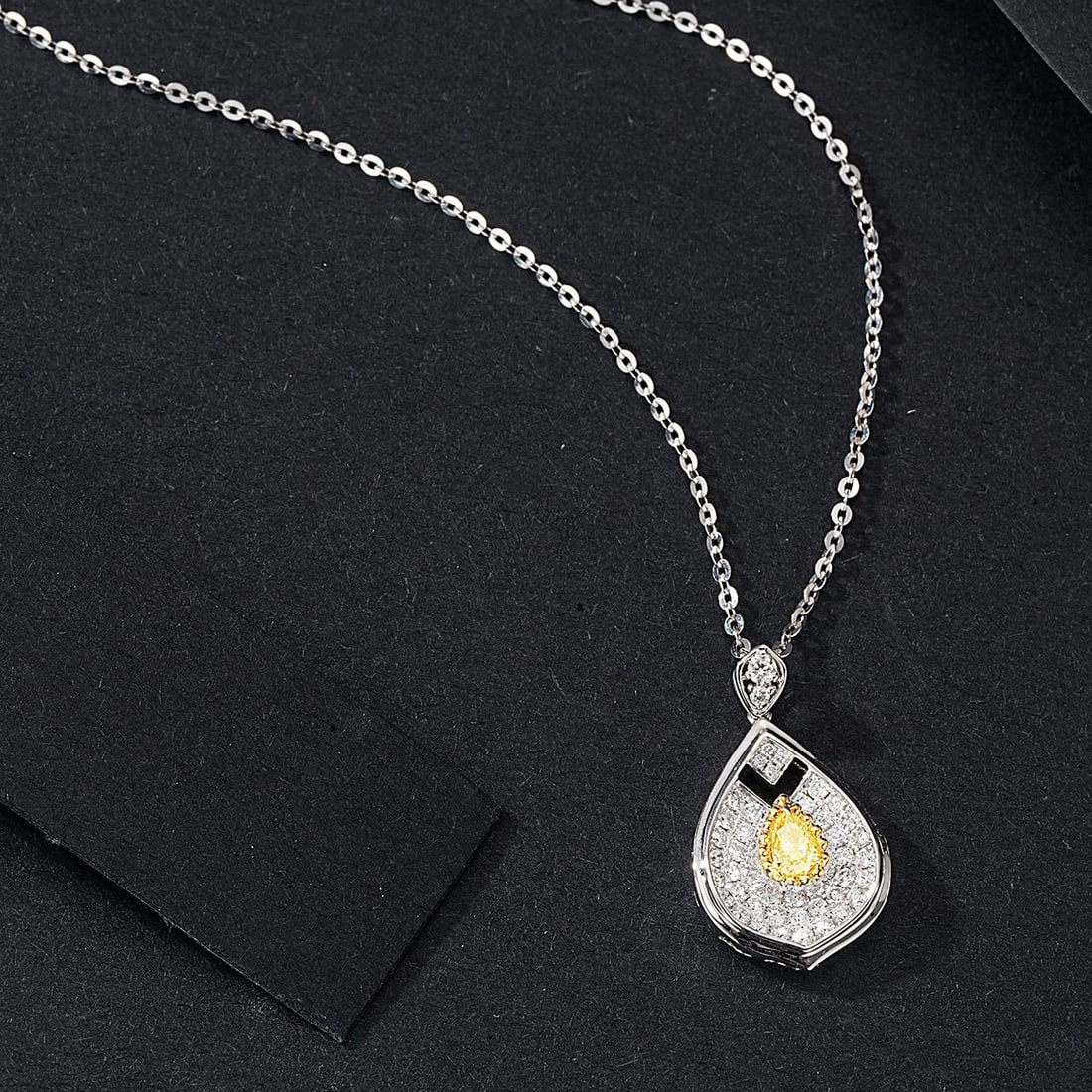 14k Gold 0.74 Ctw Natural Yellow Diamond & Diamond Pendant( Without Chain ) - 2