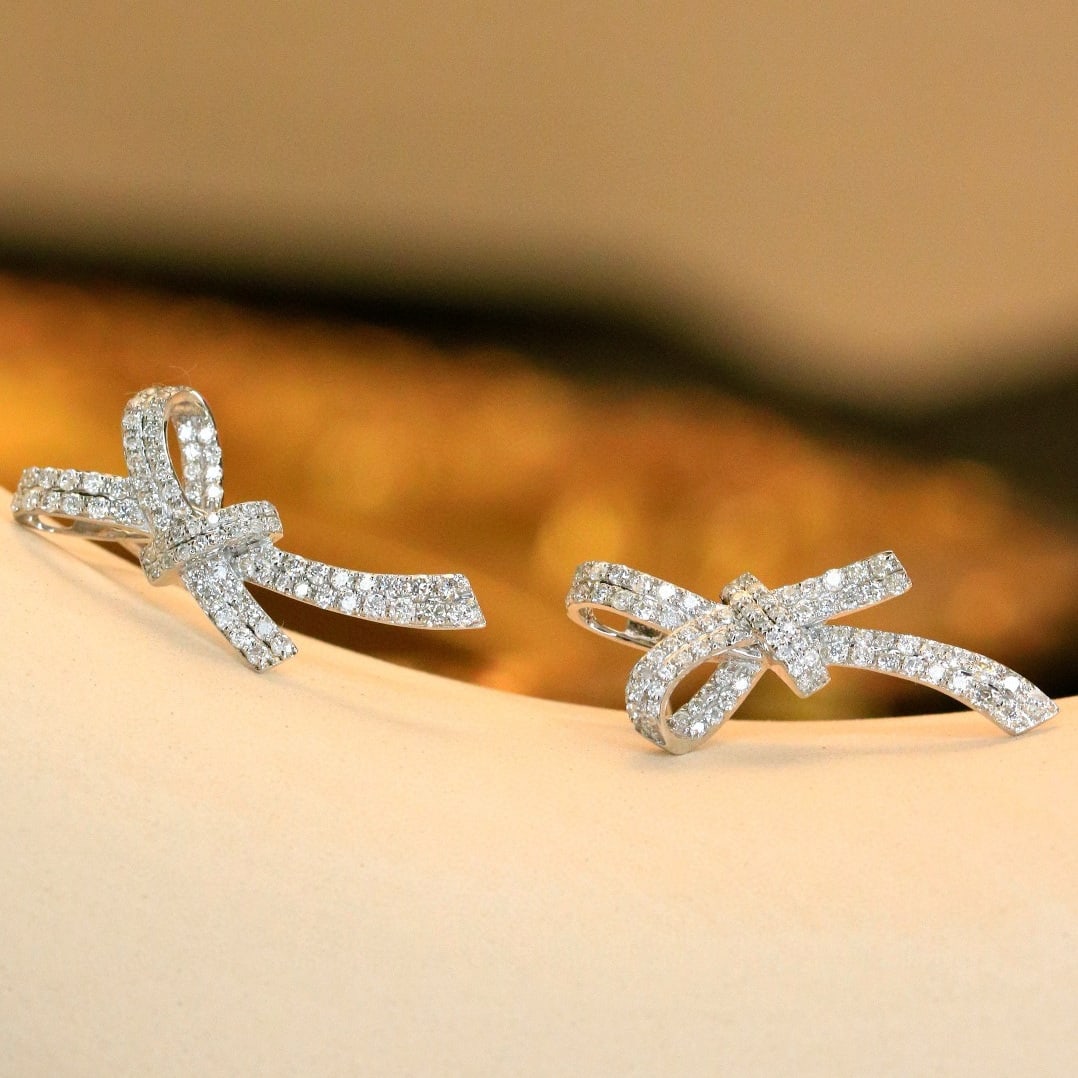14k Gold 0.86 Ct Natural H Diamond Earrings - 3