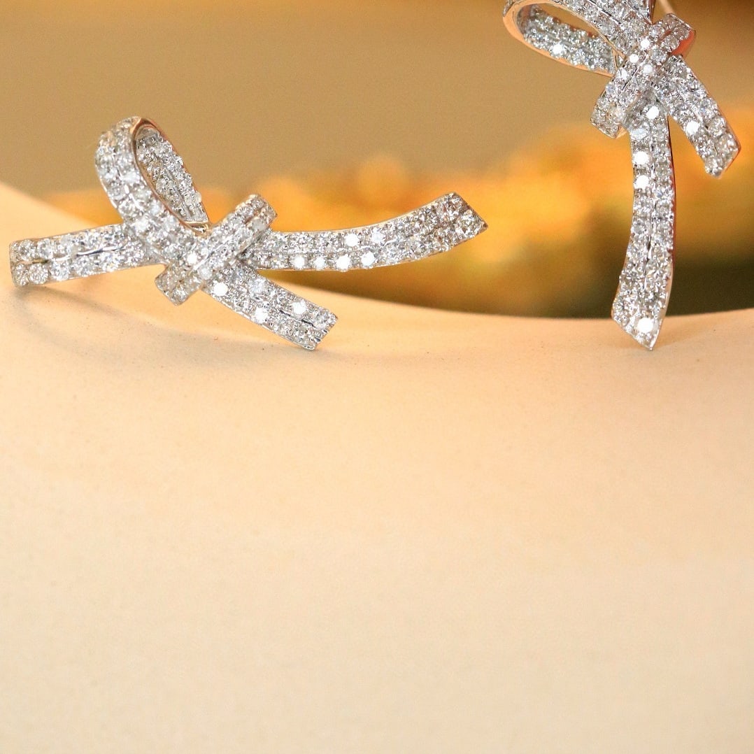 14k Gold 0.86 Ct Natural H Diamond Earrings - 4