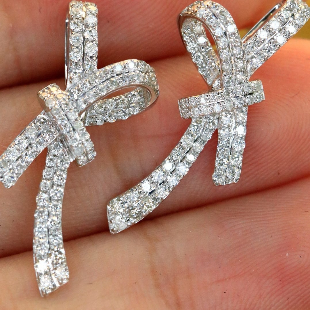14k Gold 0.86 Ct Natural H Diamond Earrings - 6