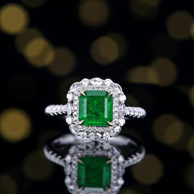 14k Gold 2.14 Ctw Vivid Green Natural Emerald & Diamond Ring/pendant( Without Chain ) - 2