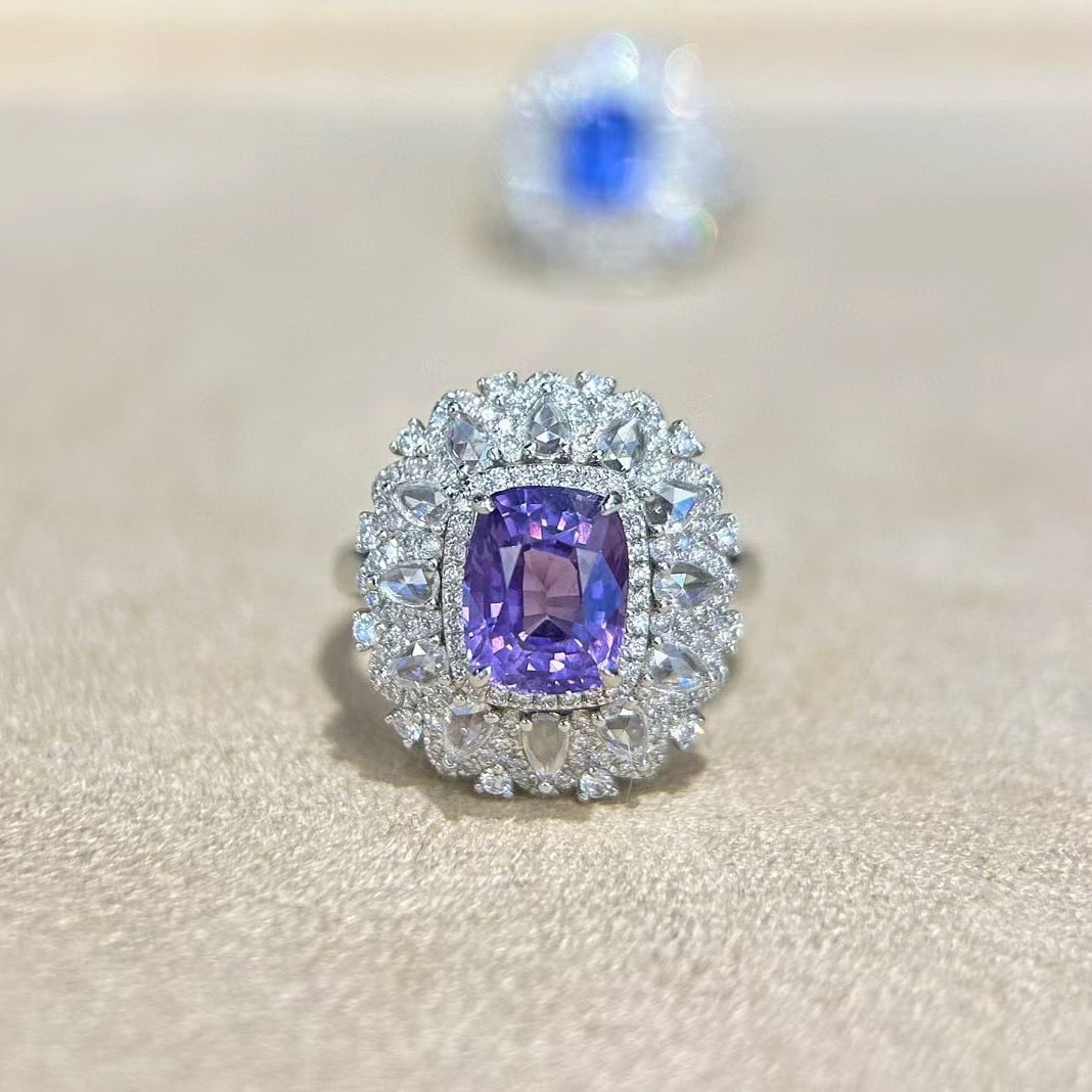 14k Gold 3.39 Ctw Natural Sapphire & Diamond Ring - 2
