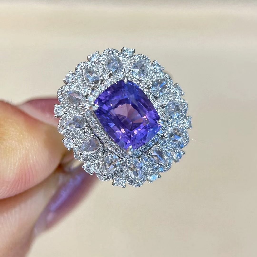14k Gold 3.39 Ctw Natural Sapphire & Diamond Ring - 4
