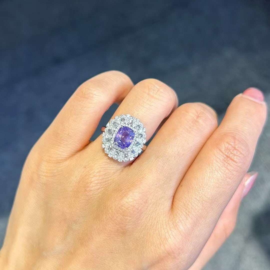 14k Gold 3.39 Ctw Natural Sapphire & Diamond Ring - 5